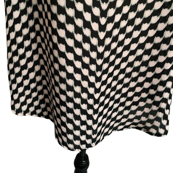 Pleione Black Pink Geometric Print High-Low Blouse Small Scoop Neck - Picture 3 of 12